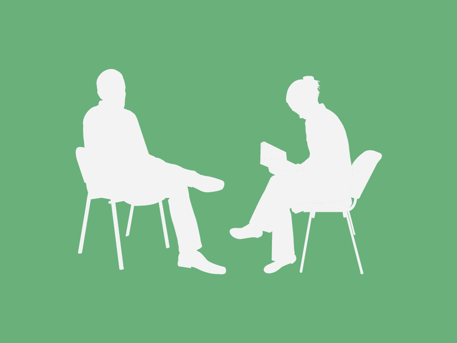 silhouette of two people in counselling